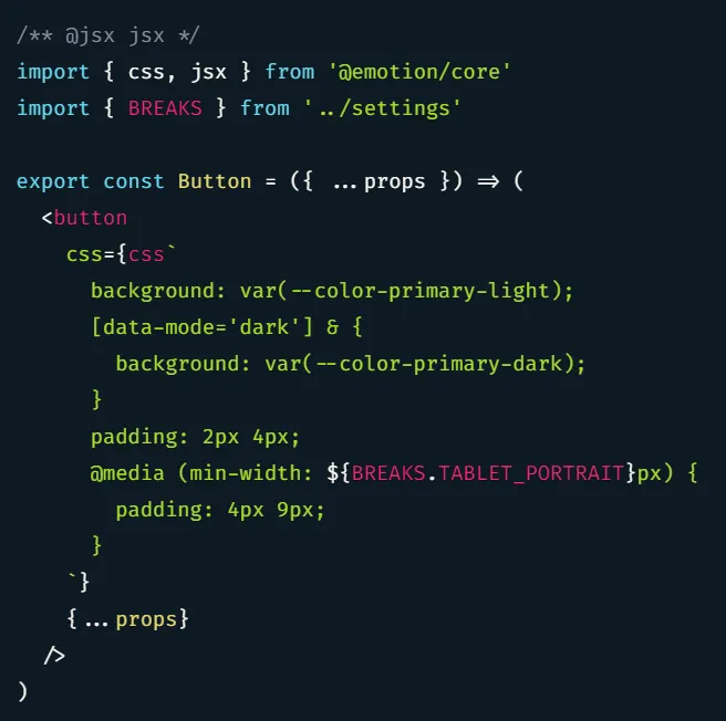 Screenshot of JavaScript code highlighted with gatsby-remark-prismjs